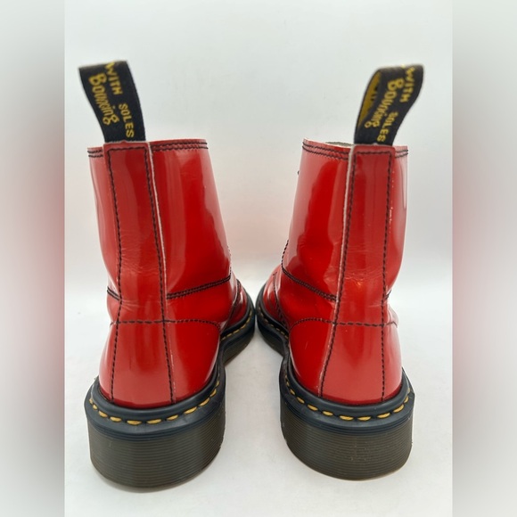 Rare Vintage Made in England Dr. Martens Red Patent Leather Boots 6 EYE Size 7 - Picture 7 of 14